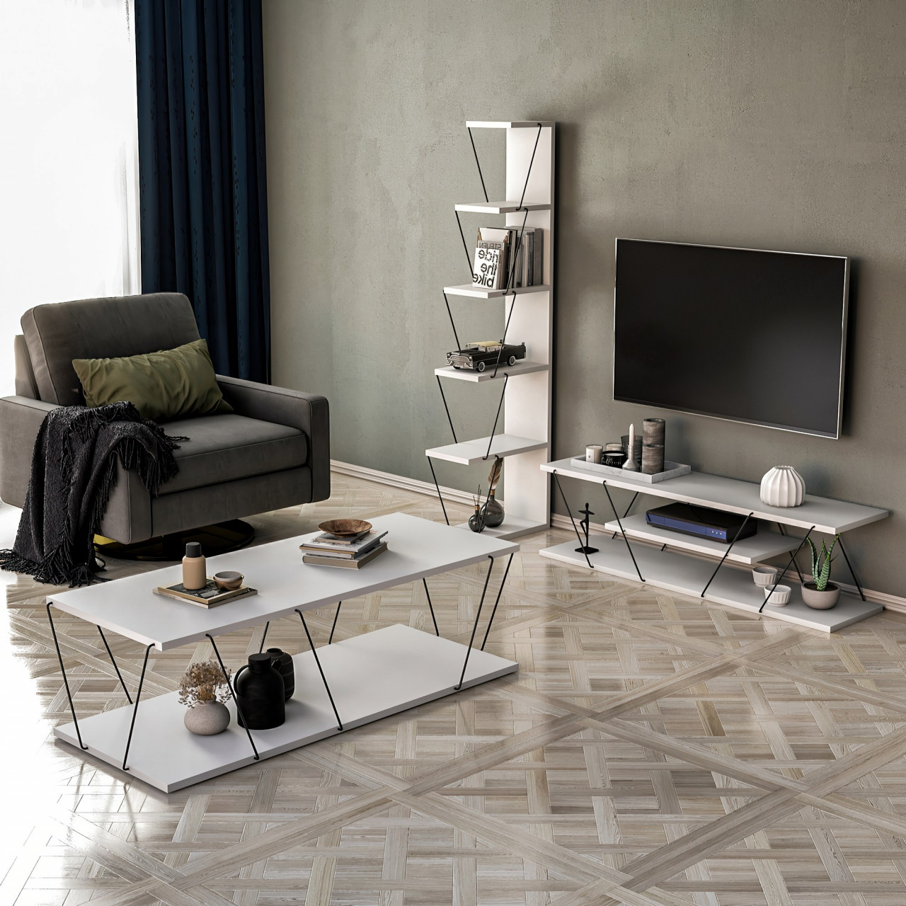Poze Set mobilier living Epsilon alb