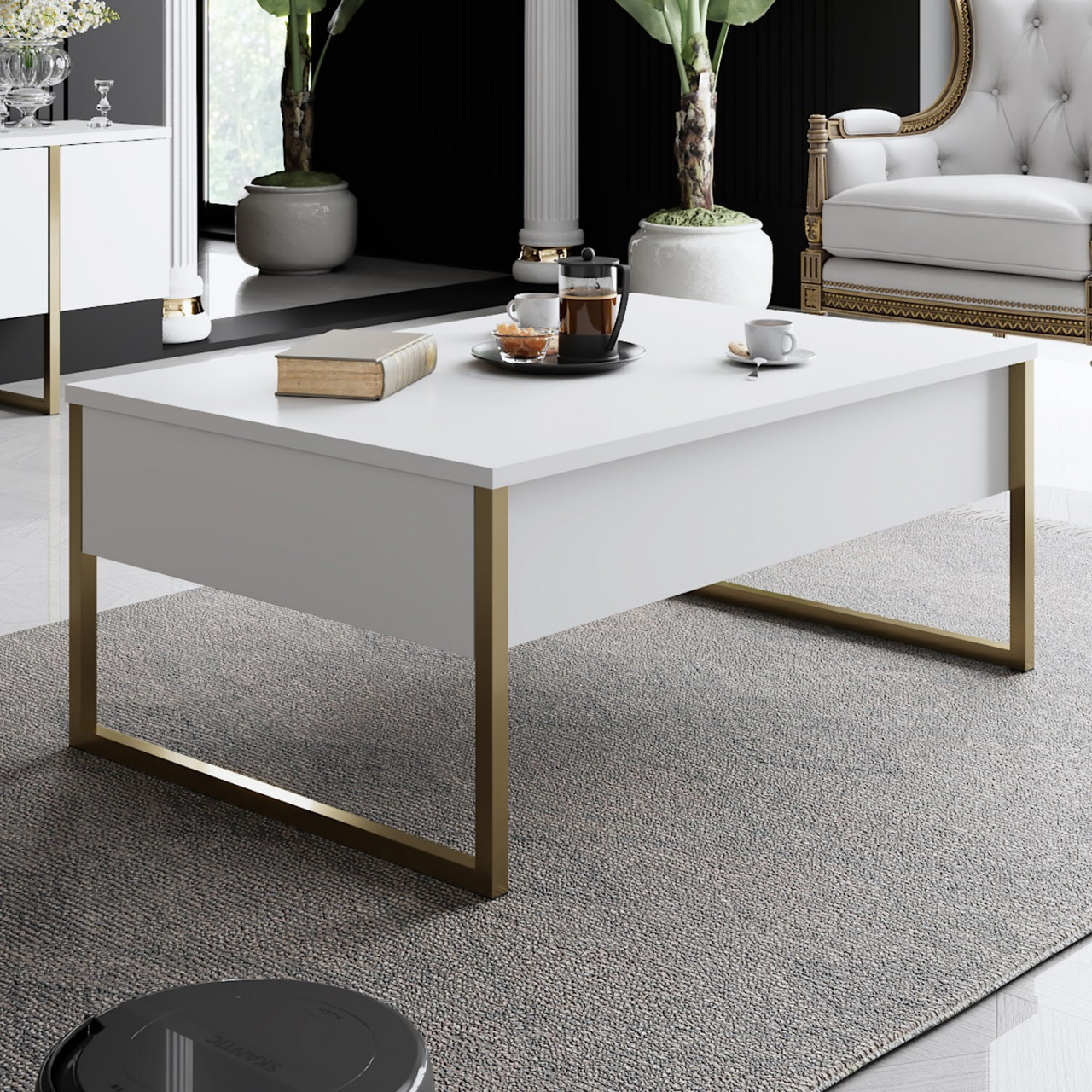 Poze Set mobilier living Luxe alb/auriu