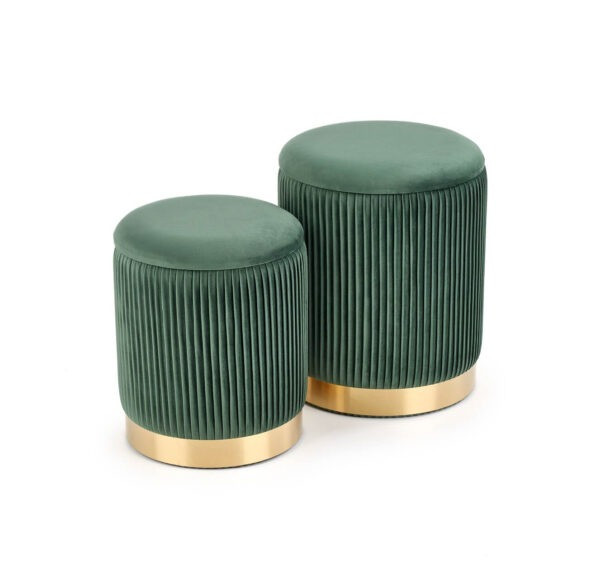 Set tabureti tapitati Monty Verde / Gold