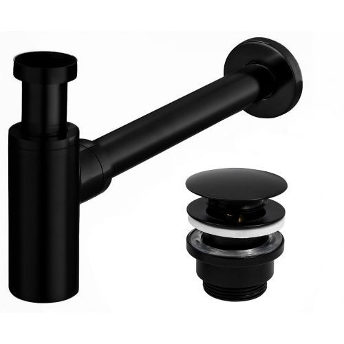 Poze Sifon cu ventil pentru lavoar Click-Clack universal negru mat
