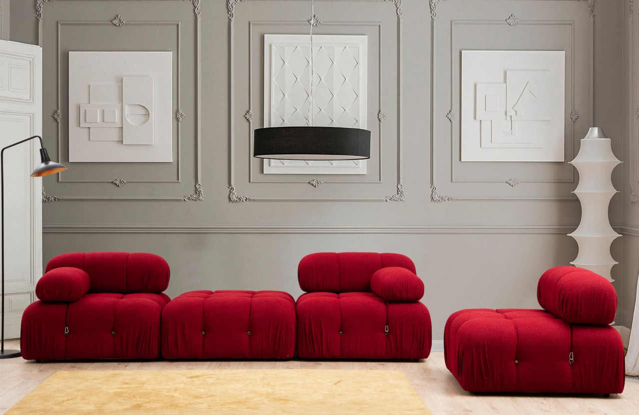 Poze Taburet Bubble Pouffe rosu