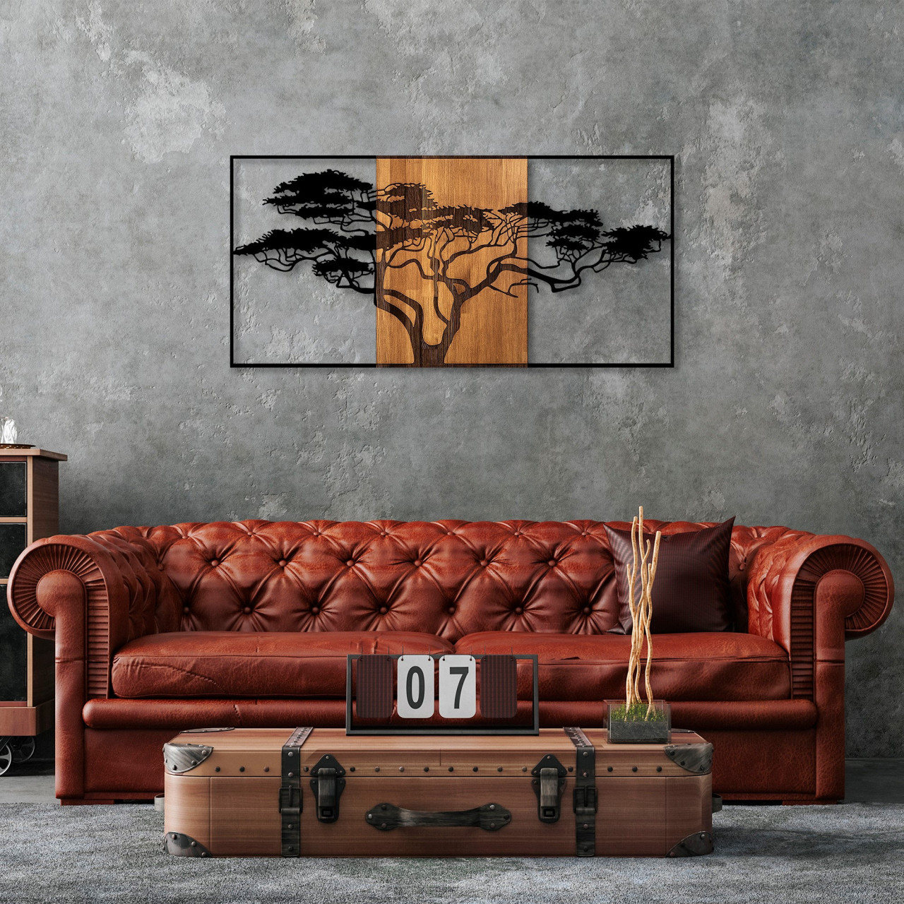 Poze Accesoriu decorativ de perete din lemn Acacia Tree - 328