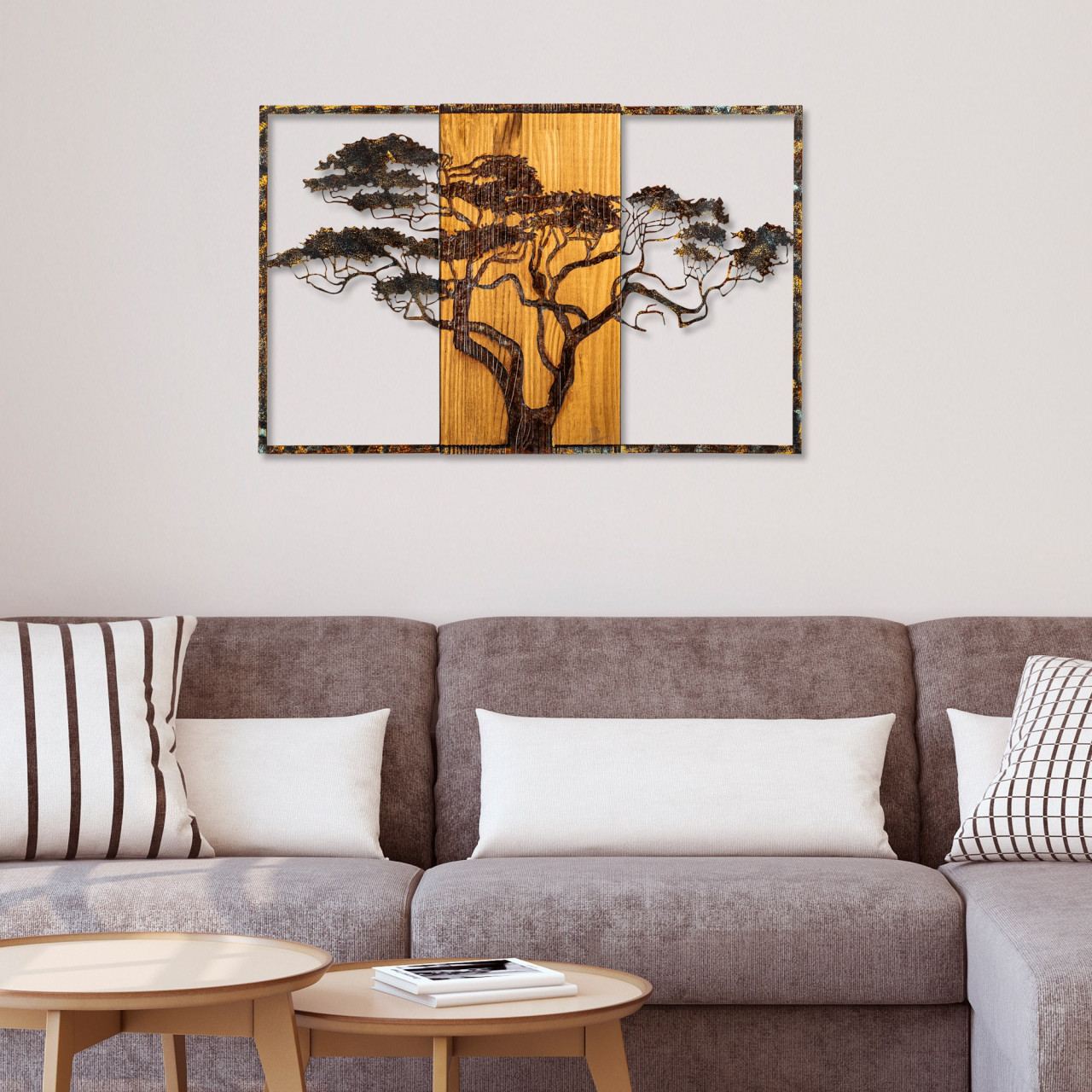 Poze Accesoriu decorativ de perete din lemn Acacia Tree - 388-A