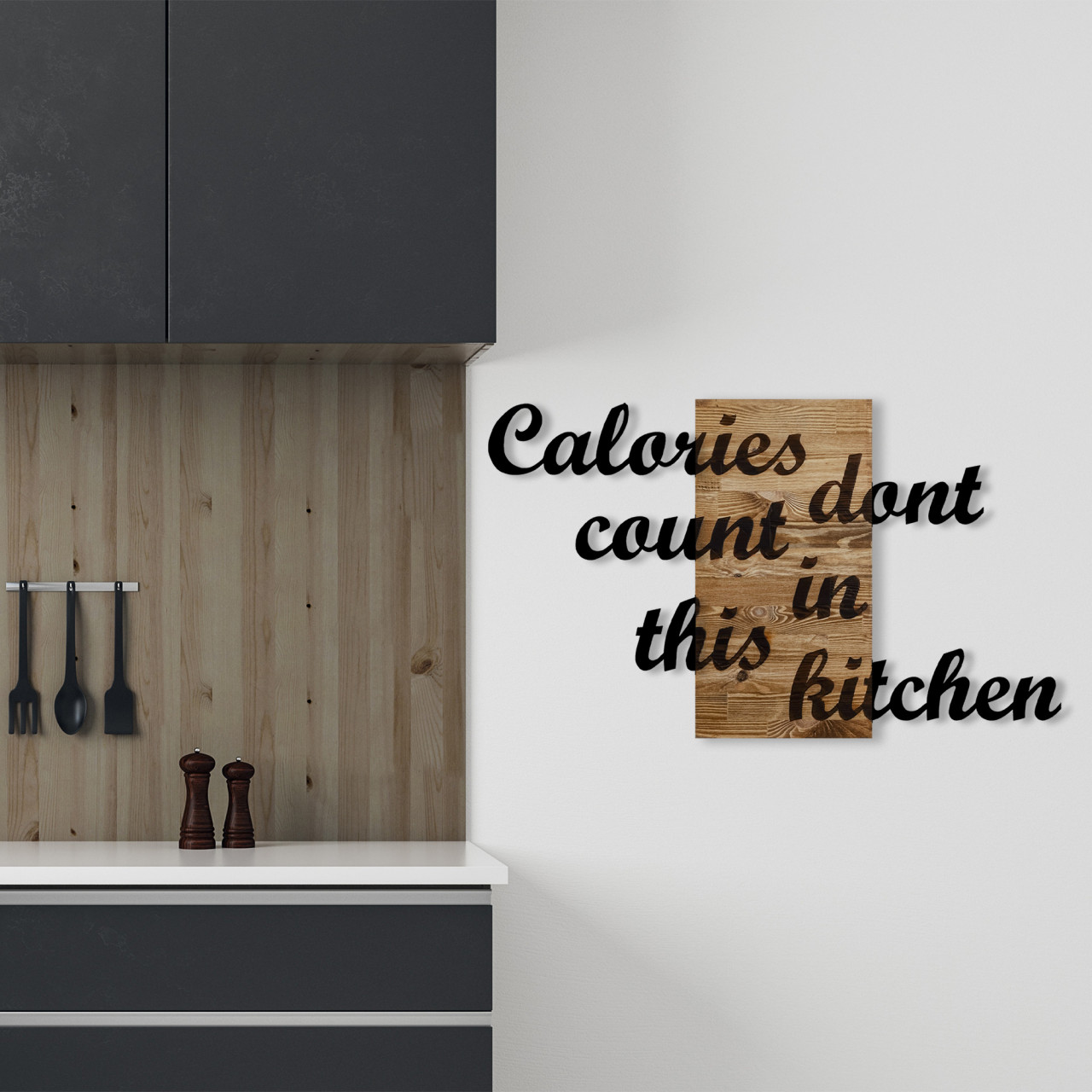 Poze Accesoriu decorativ de perete din lemn Calories don't count