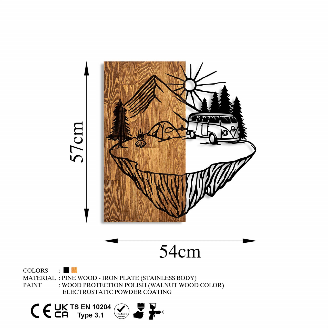 Poze Accesoriu decorativ de perete din lemn Camp life