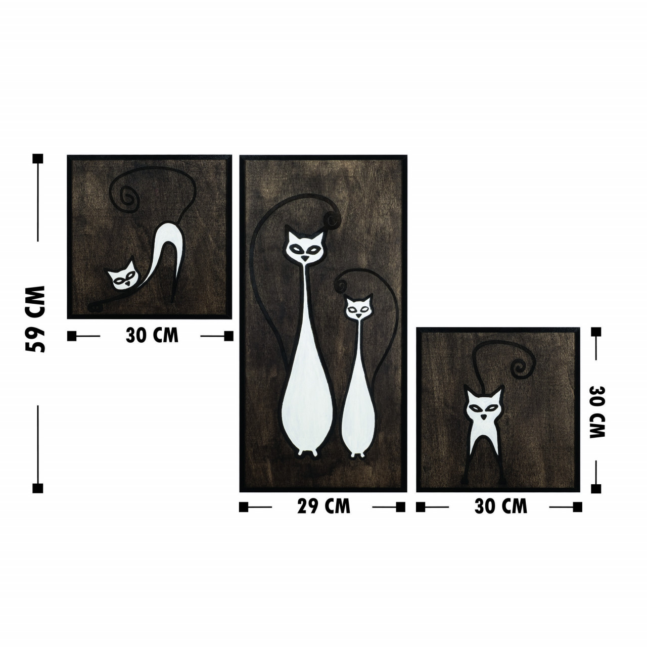 Poze Accesoriu decorativ de perete din lemn Cat family set