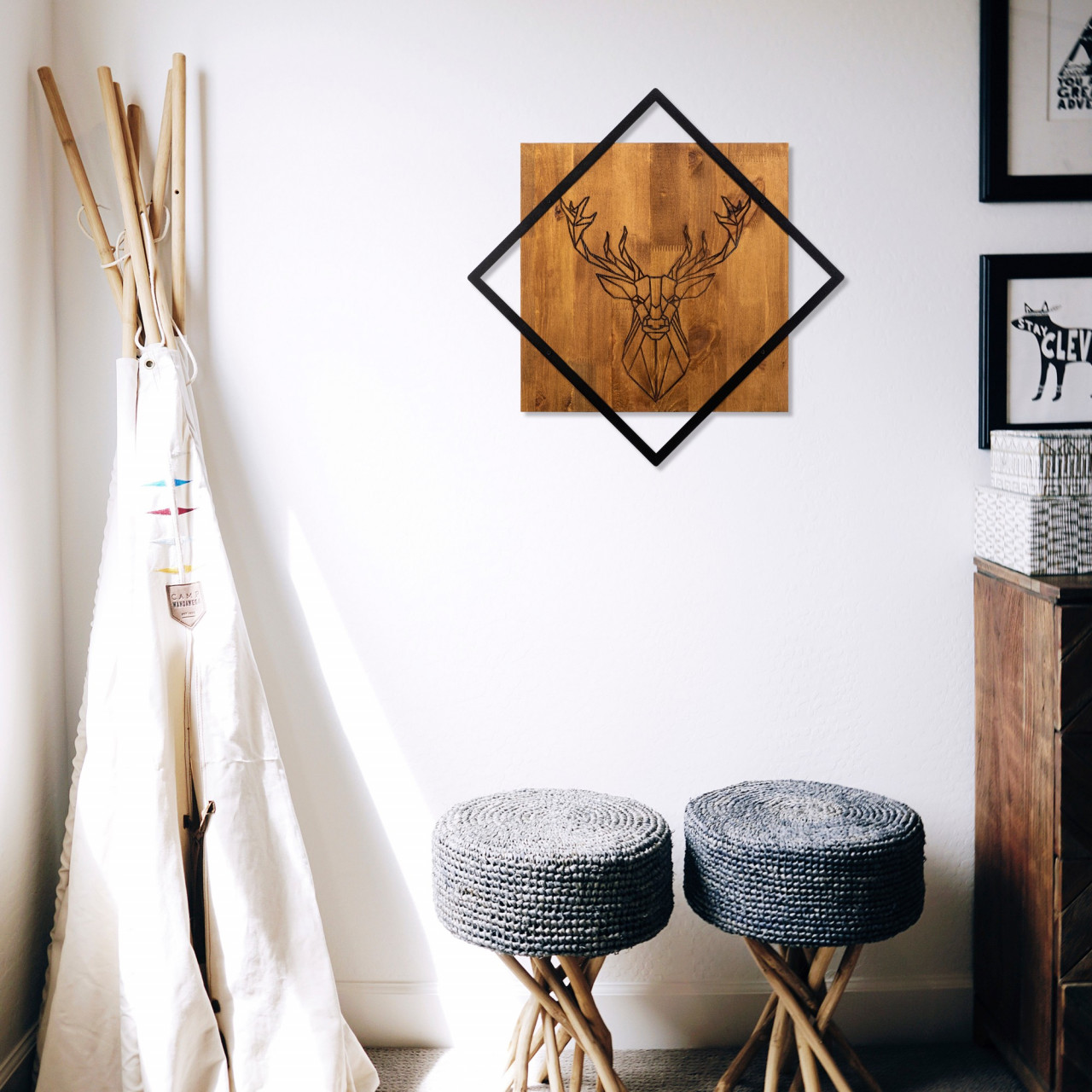 Poze Accesoriu decorativ de perete din lemn Deer