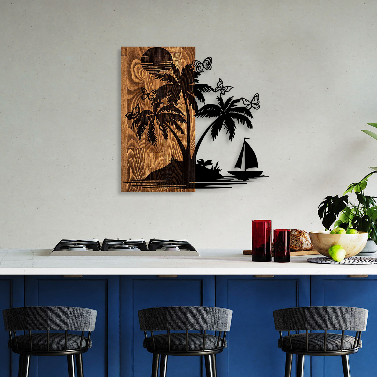 Poze Accesoriu decorativ de perete din lemn Holiday island