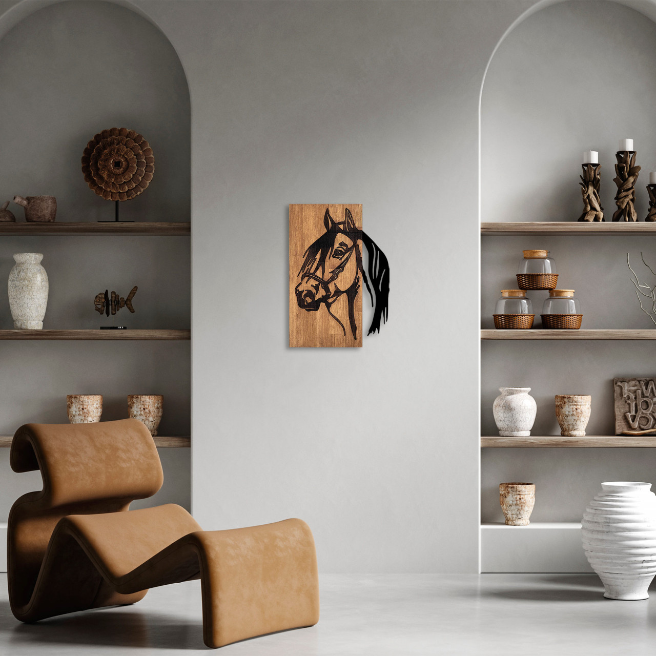 Poze Accesoriu decorativ de perete din lemn Horse - 317