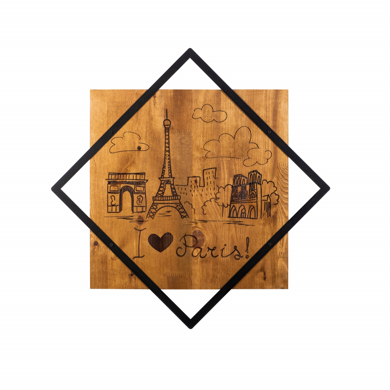 Poze Accesoriu decorativ de perete din lemn I love Paris