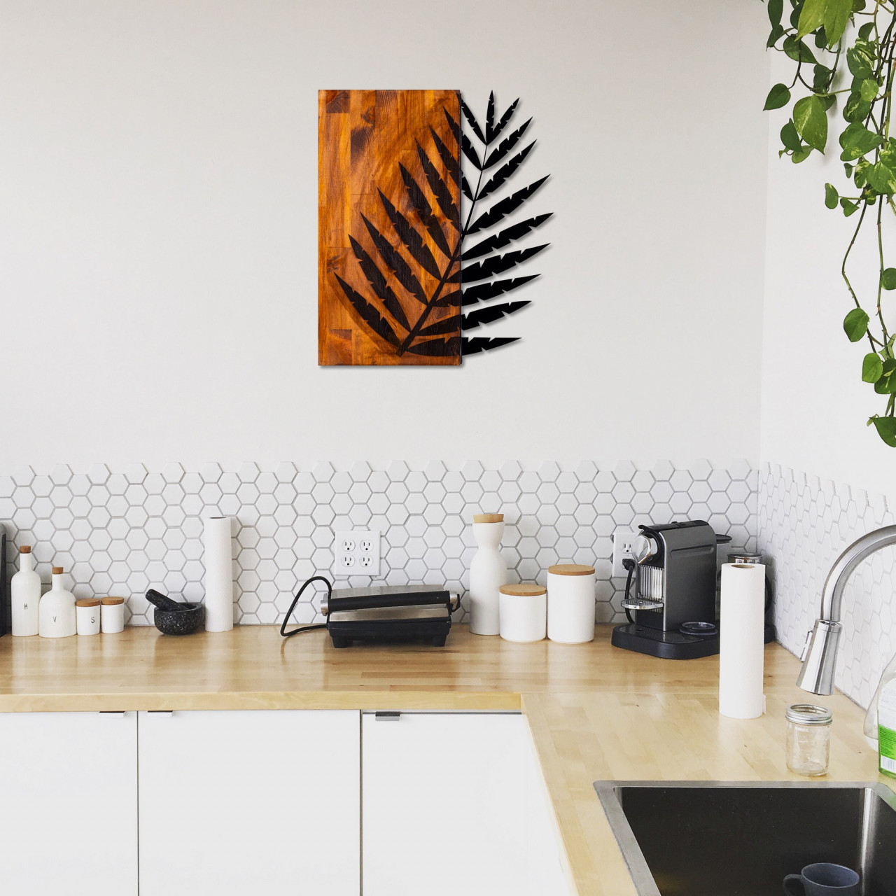 Poze Accesoriu decorativ de perete din lemn Leaf 3