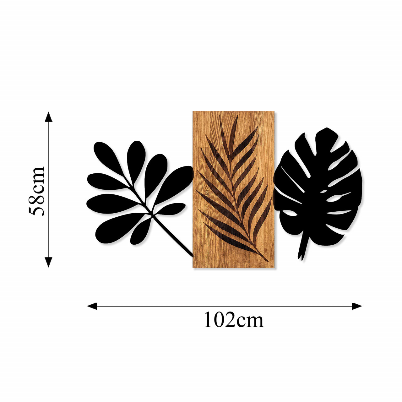 Poze Accesoriu decorativ de perete din lemn Leaves 3