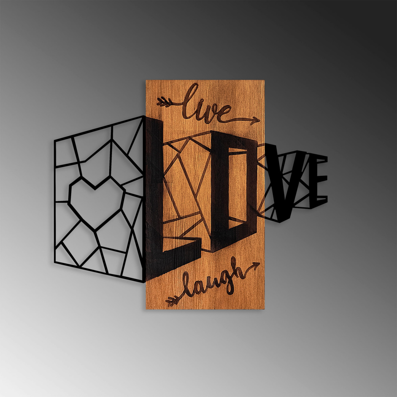 Poze Accesoriu decorativ de perete din lemn Live love laugh - 380