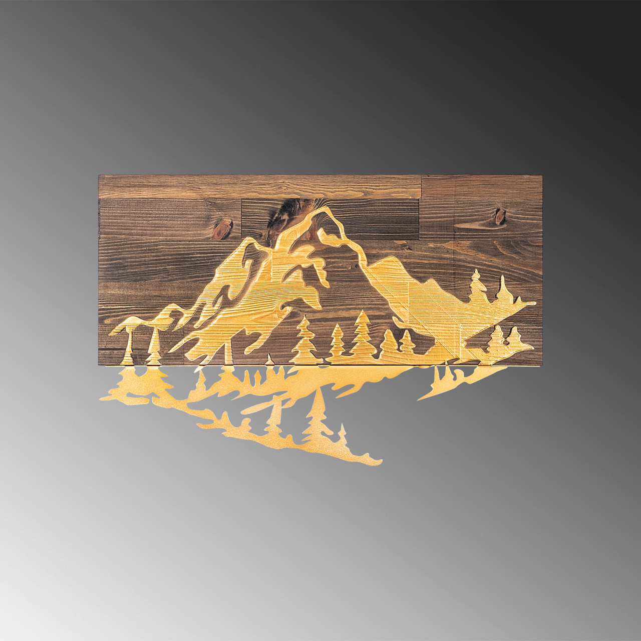 Poze Accesoriu decorativ de perete din lemn Mountain v2 auriu