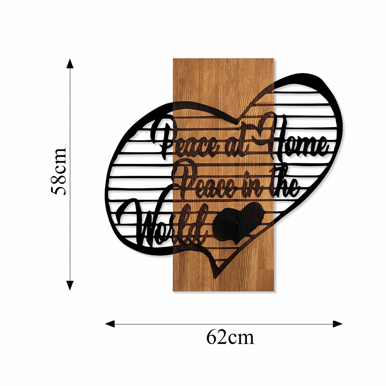 Poze Accesoriu decorativ de perete din lemn Peace At Home Peace in The World 1