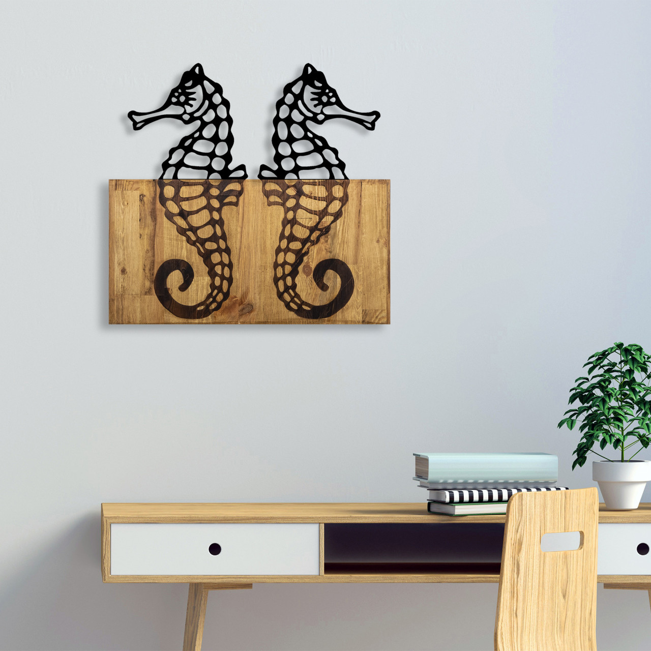 Poze Accesoriu decorativ de perete din lemn Seahorse