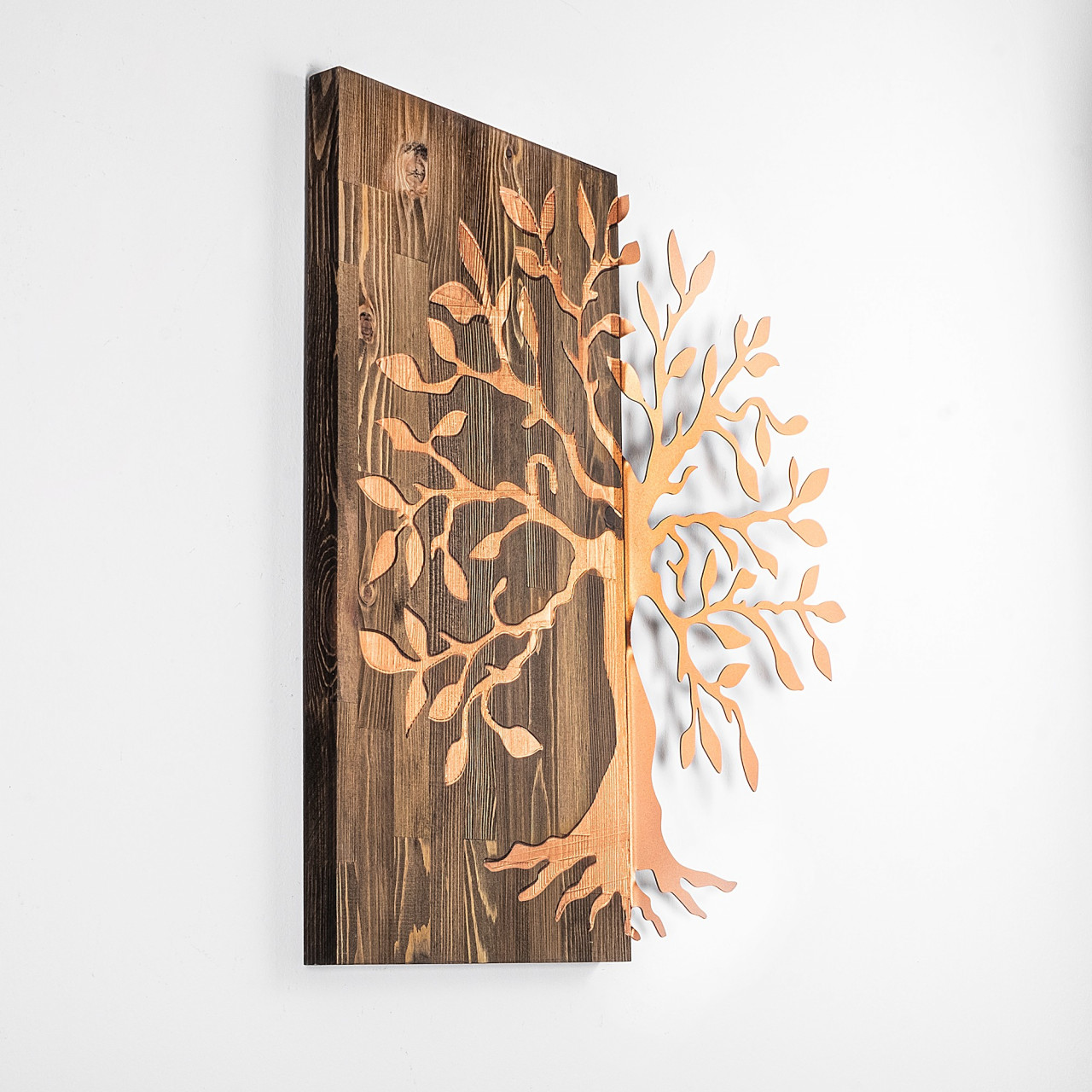 Poze Accesoriu decorativ de perete din lemn Tree copper