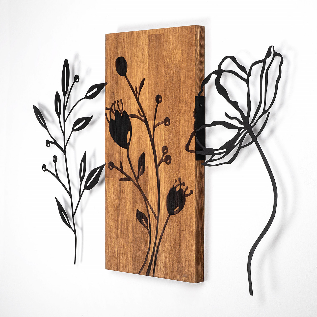 Poze Accesoriu decorativ de perete din lemn Triple Flowers - 383