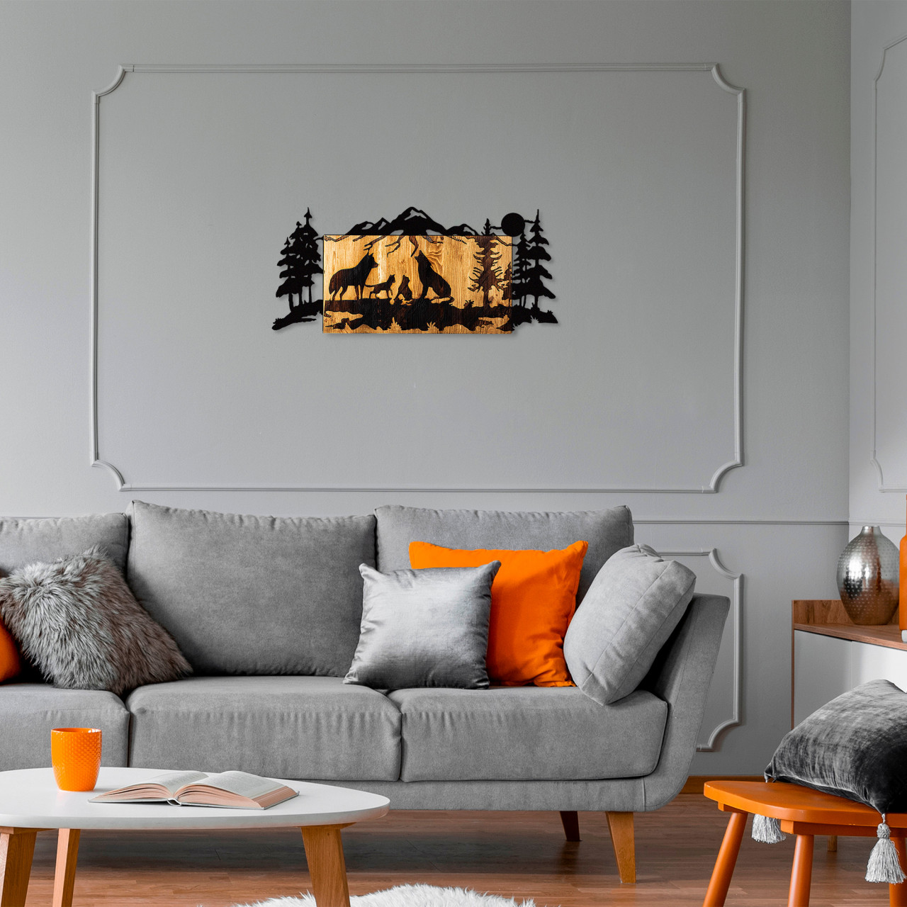 Poze Accesoriu decorativ de perete din lemn Wolves