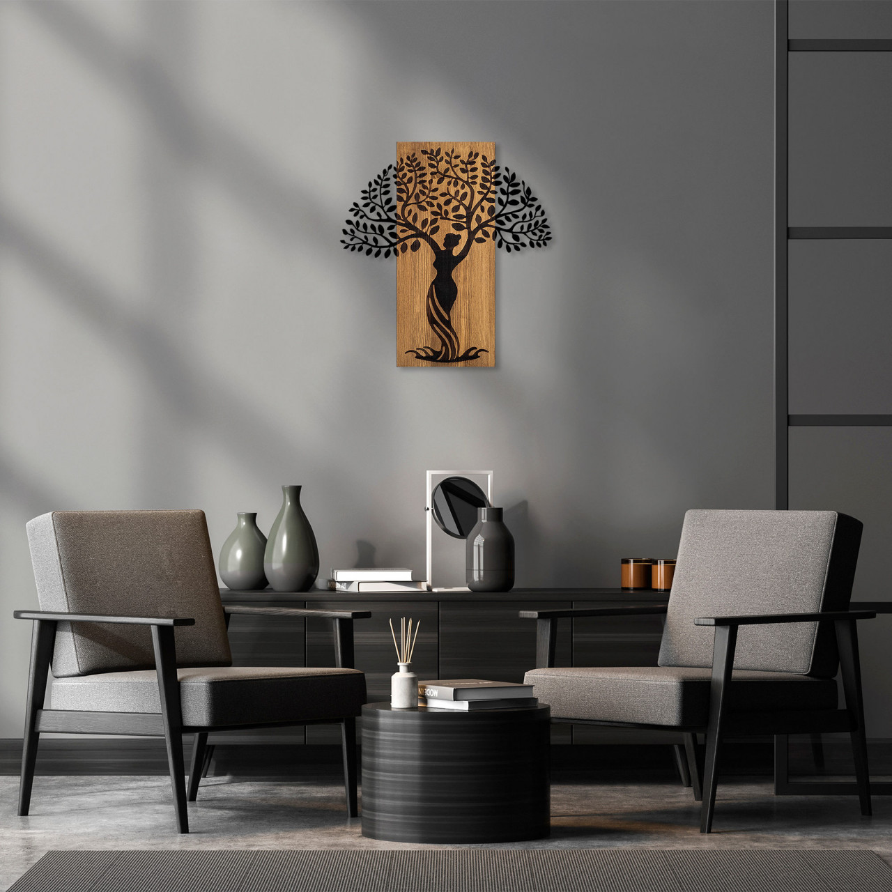 Poze Accesoriu decorativ de perete din lemn Woman tree 3
