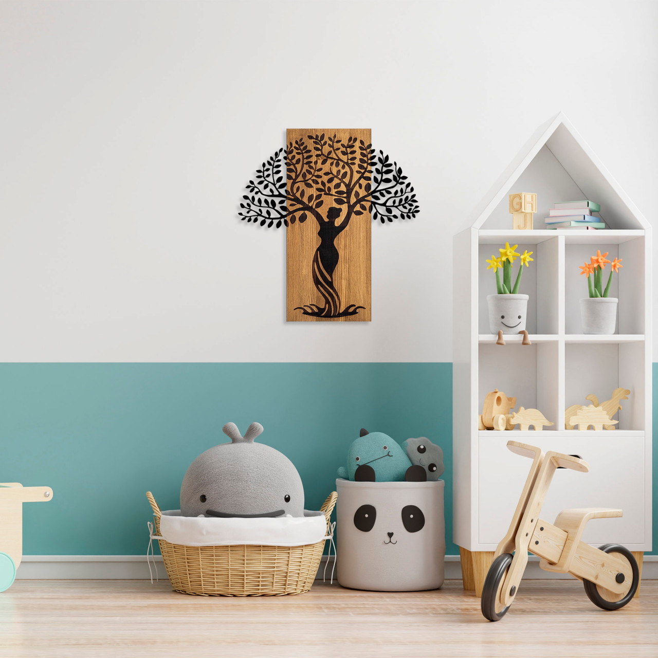 Poze Accesoriu decorativ de perete din lemn Woman tree 3