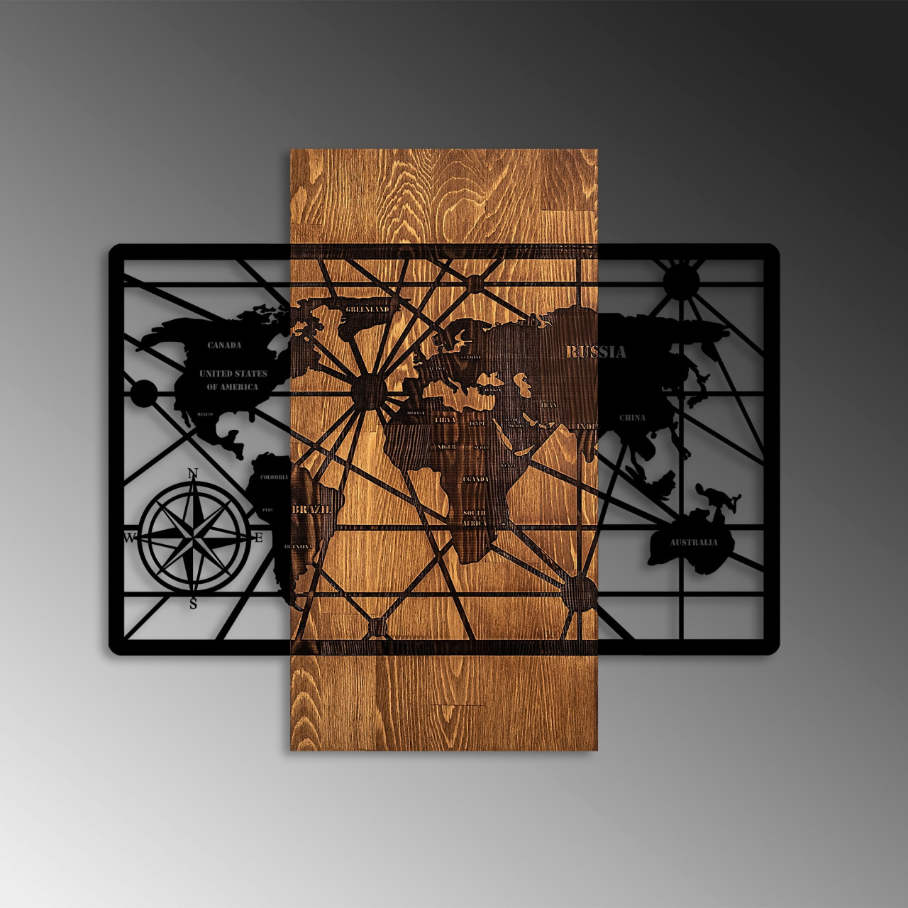 Poze Accesoriu decorativ de perete din lemn World Map 6-M
