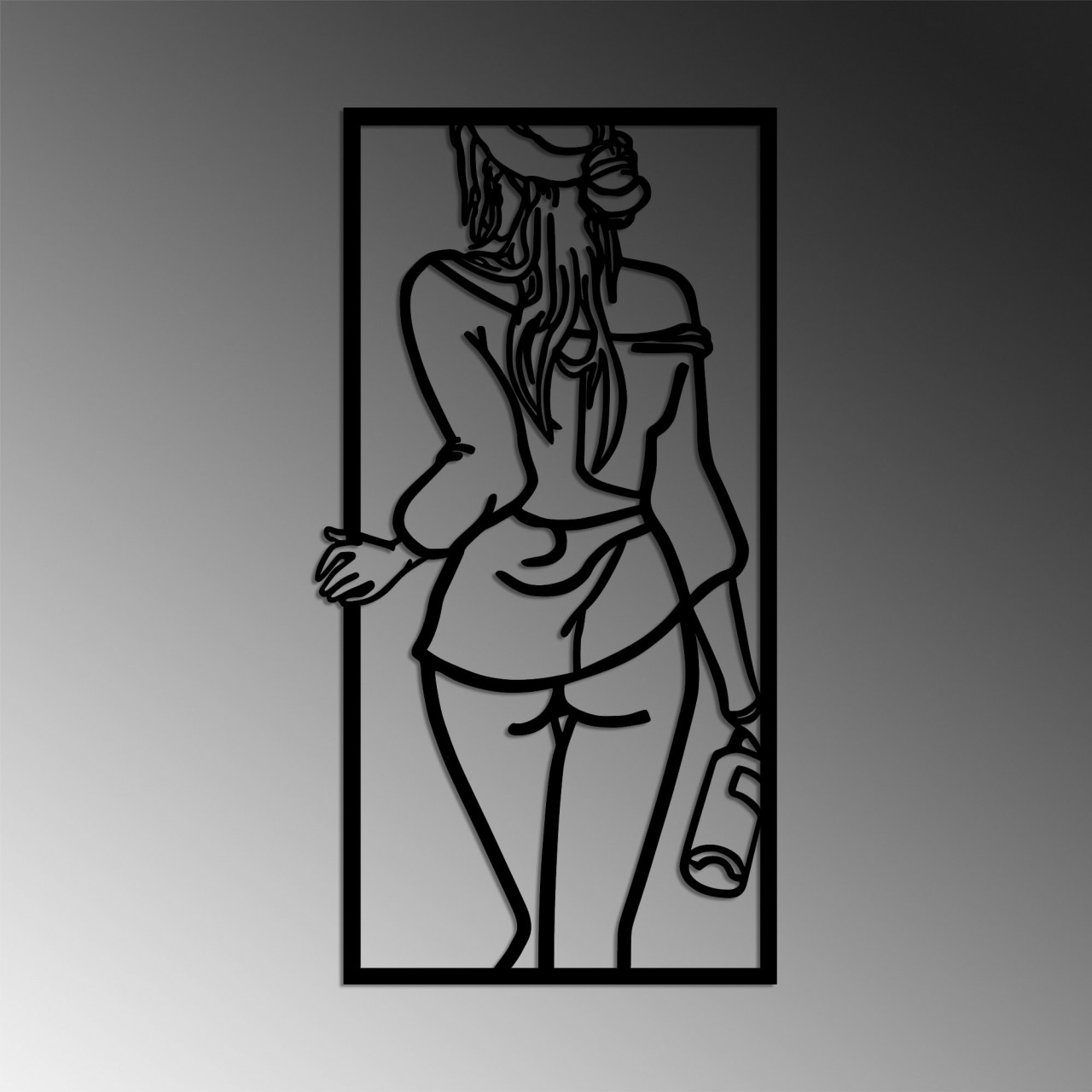 Poze Accesoriu decorativ de perete metalic Back Woman With Wine Glass