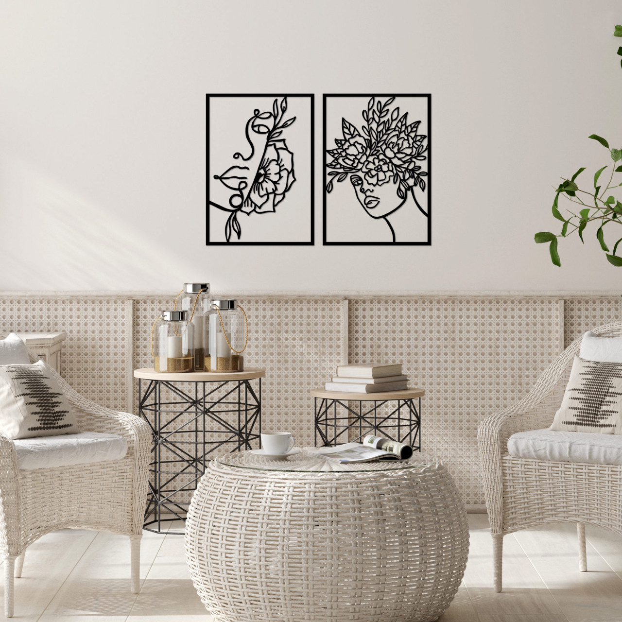 Poze Accesoriu decorativ de perete metalic Flower Woman - 511