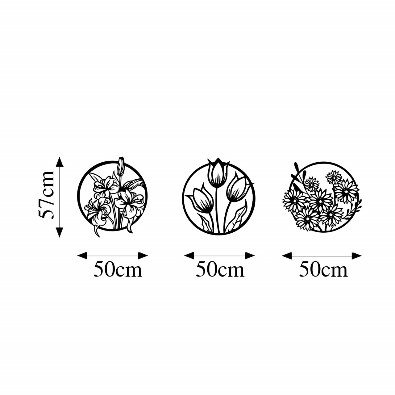 Poze Accesoriu decorativ de perete metalic Flowers - 273 M