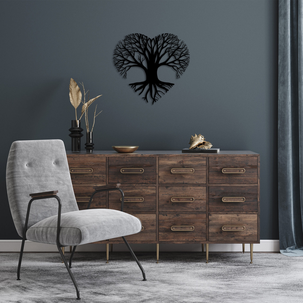 Poze Accesoriu decorativ de perete metalic Love Tree - 264