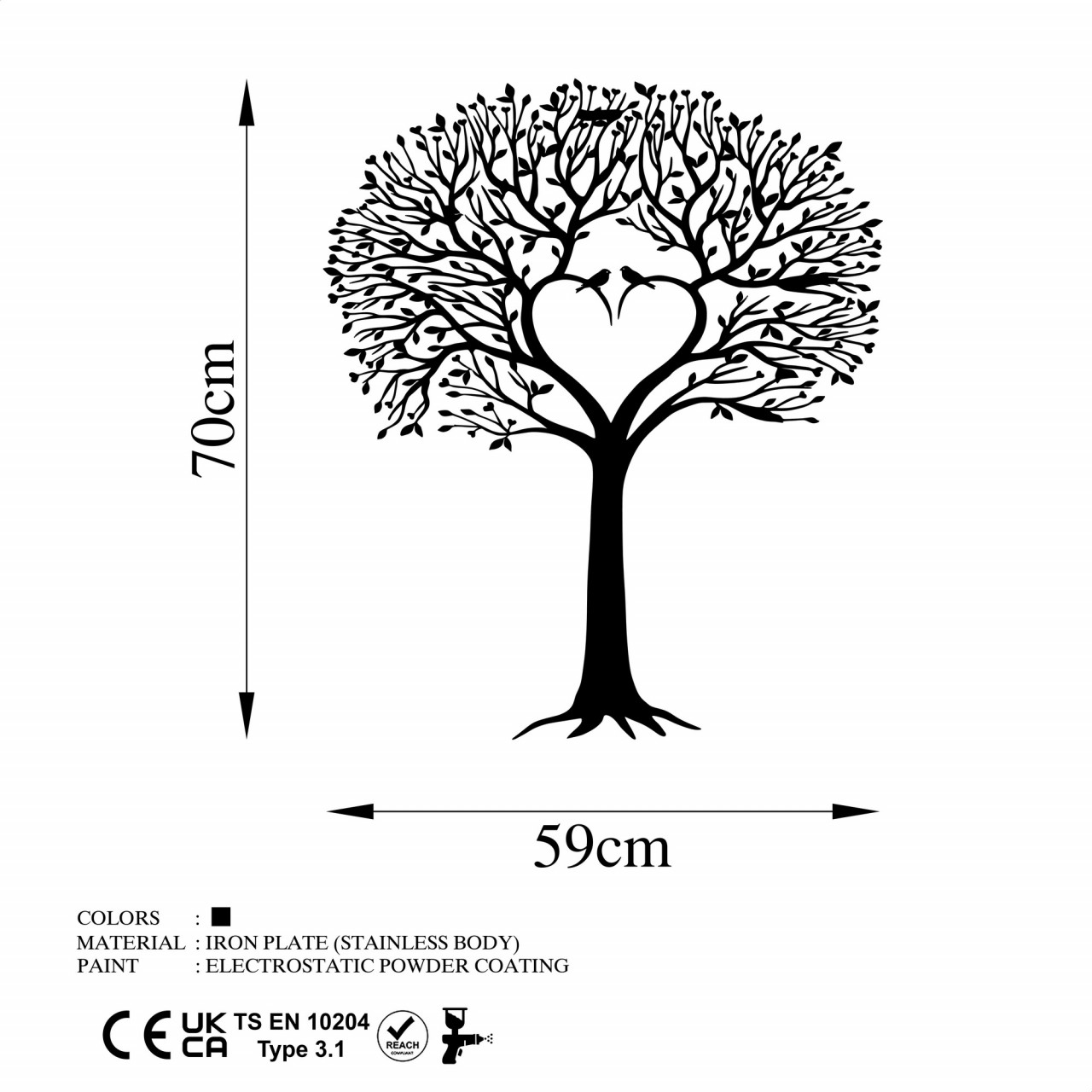 Poze Accesoriu decorativ de perete metalic Love tree