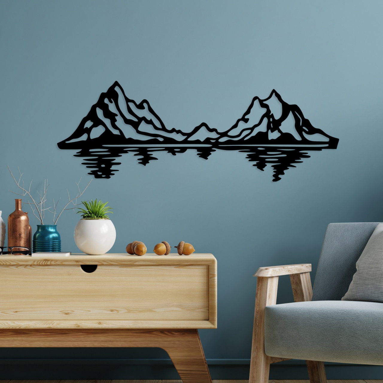 Poze Accesoriu decorativ de perete metalic Mountains