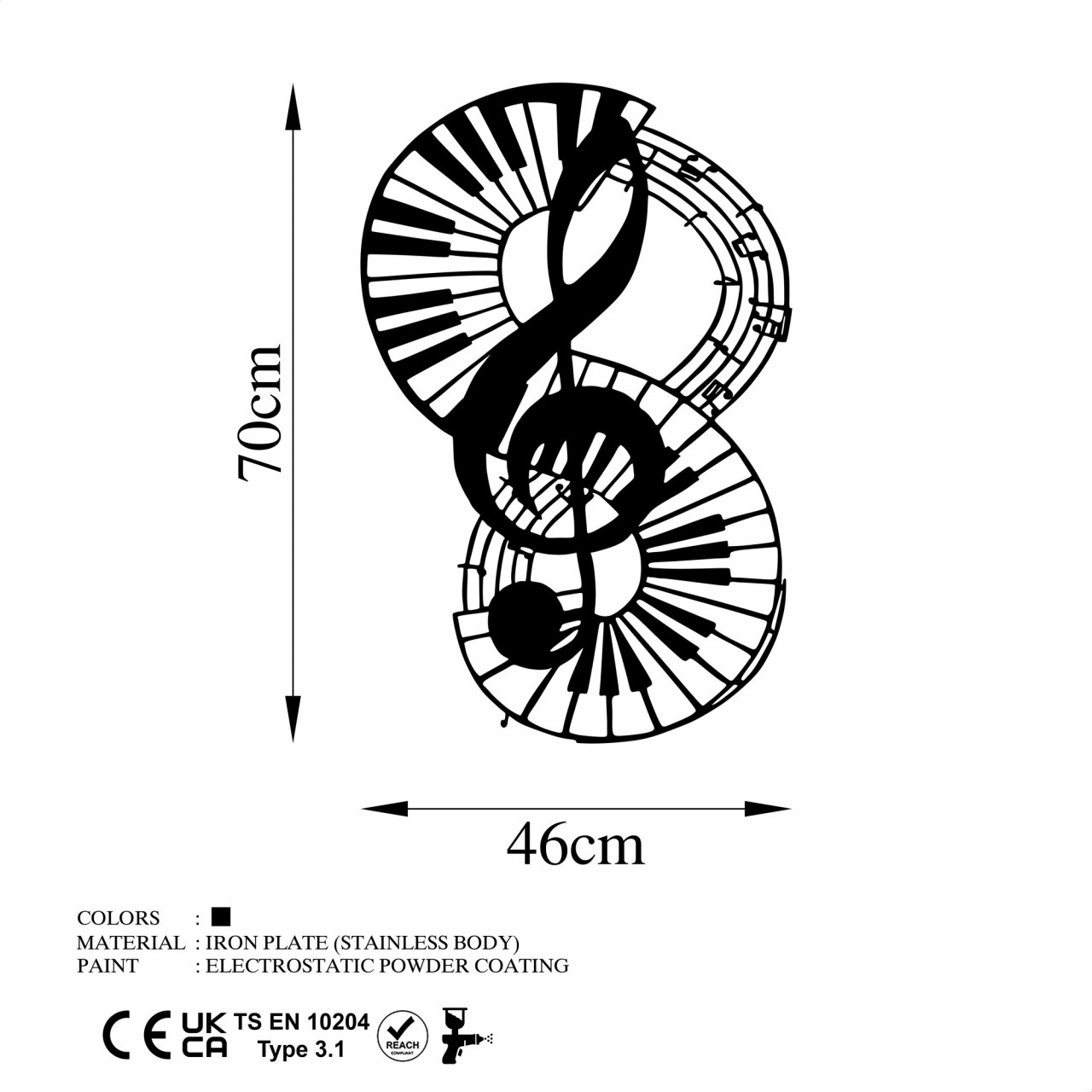 Poze Accesoriu decorativ de perete metalic Musical 4