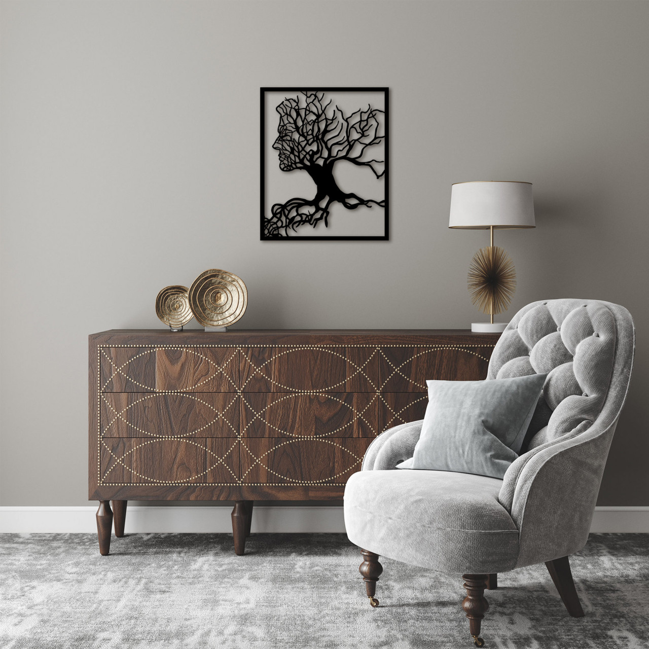 Poze Accesoriu decorativ de perete metalic Tree Man - 262