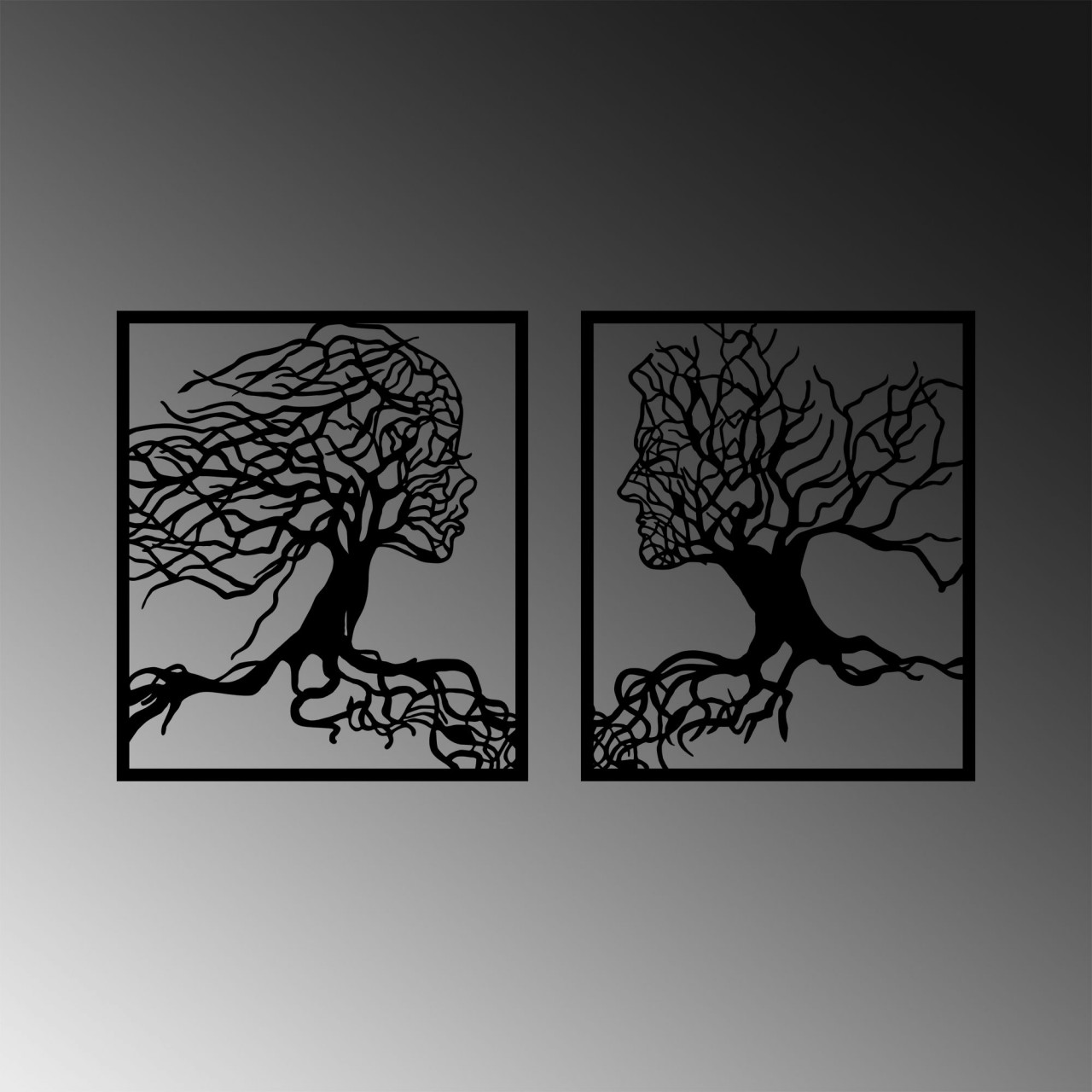 Poze Accesoriu decorativ de perete metalic Tree Man And Woman - 324