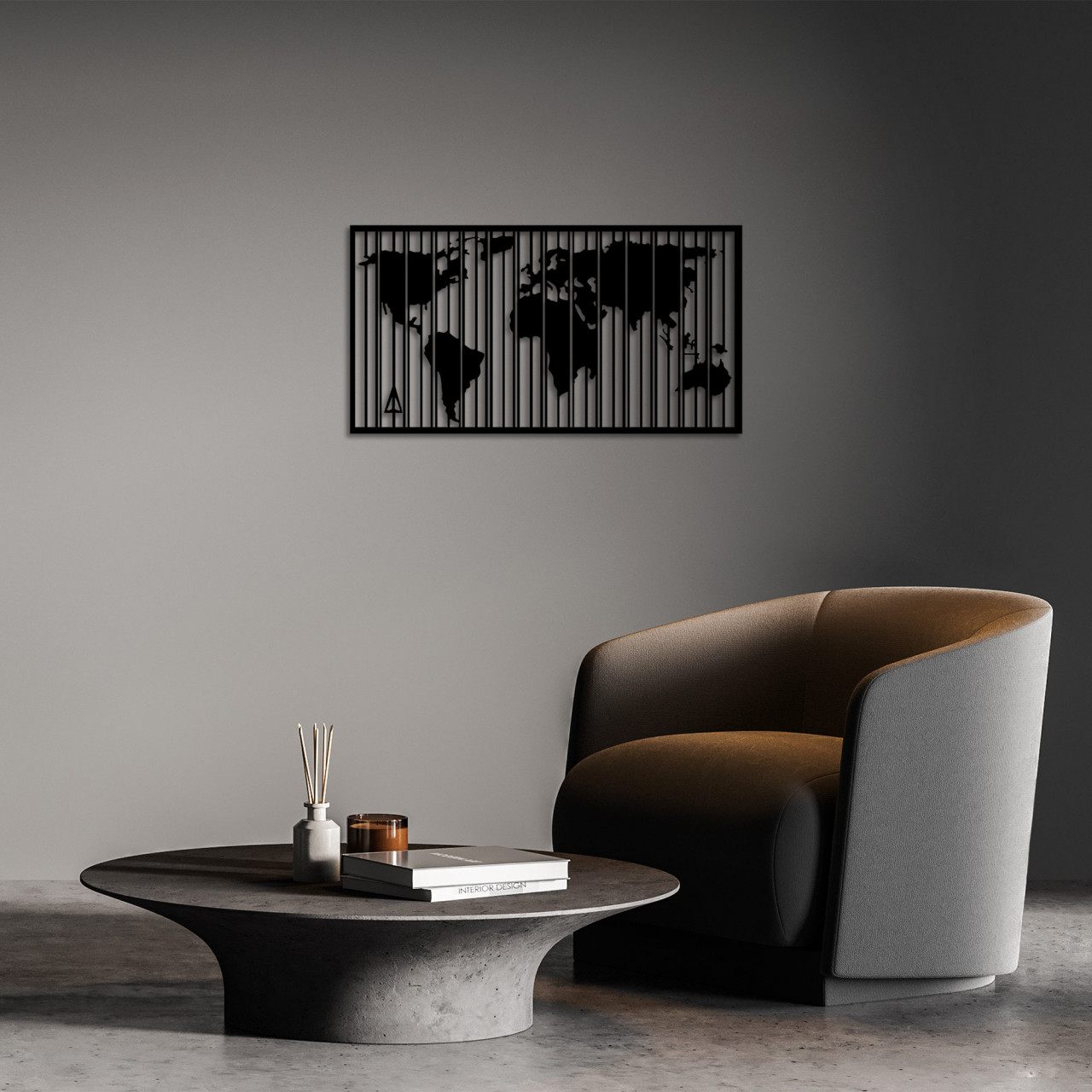 Poze Accesoriu decorativ de perete metalic Wold map - 284 S