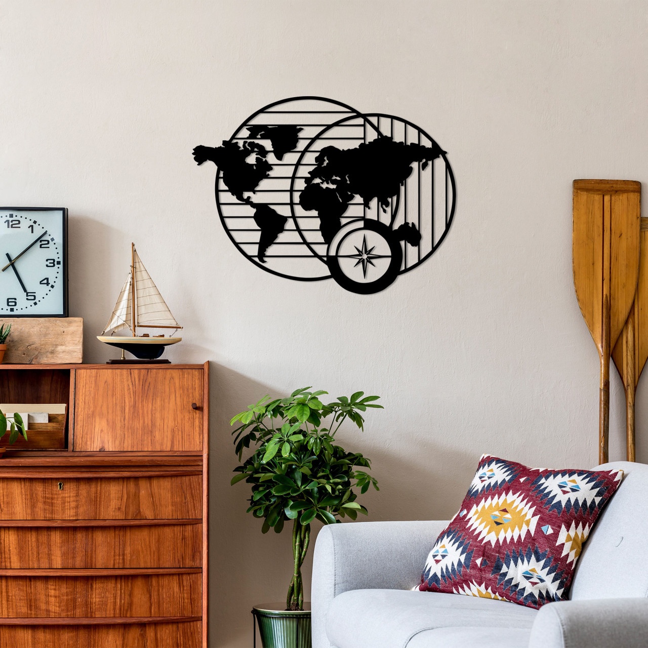 Poze Accesoriu decorativ de perete metalic World Map - 480