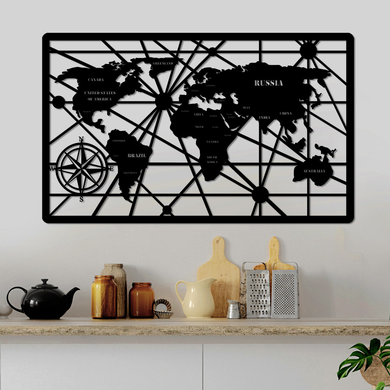 Poze Accesoriu decorativ de perete metalic World Map 7-L