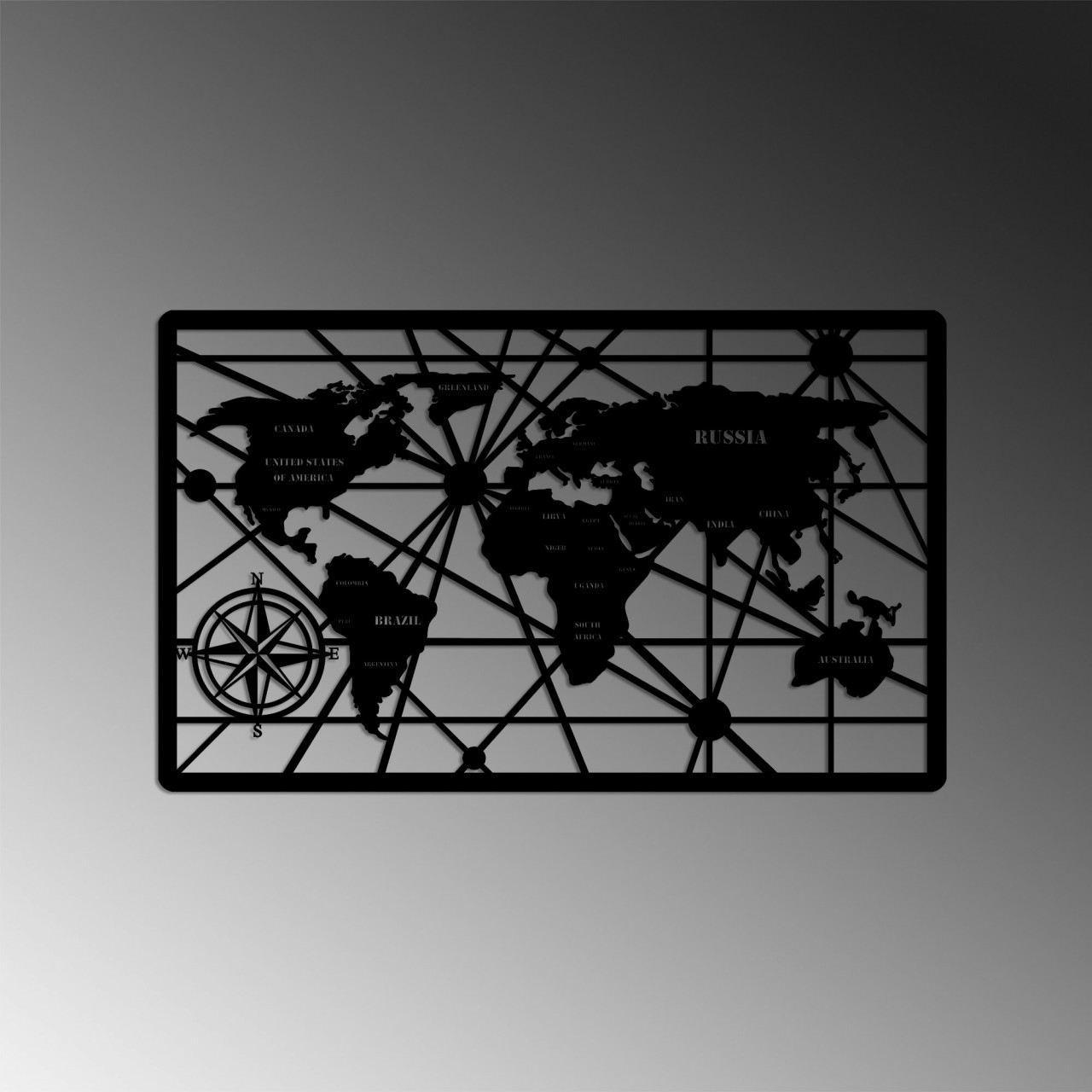 Poze Accesoriu decorativ de perete metalic World Map 7-M