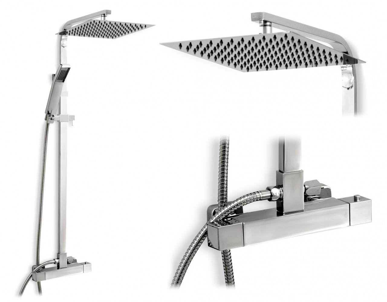 Poze Baterie pentru dus Milan silver reglabilă - H129 cm