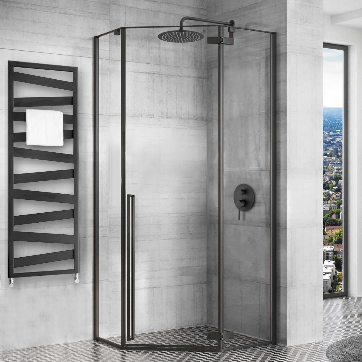 Poze Cabina dus Diamond negru - 80x80 cm