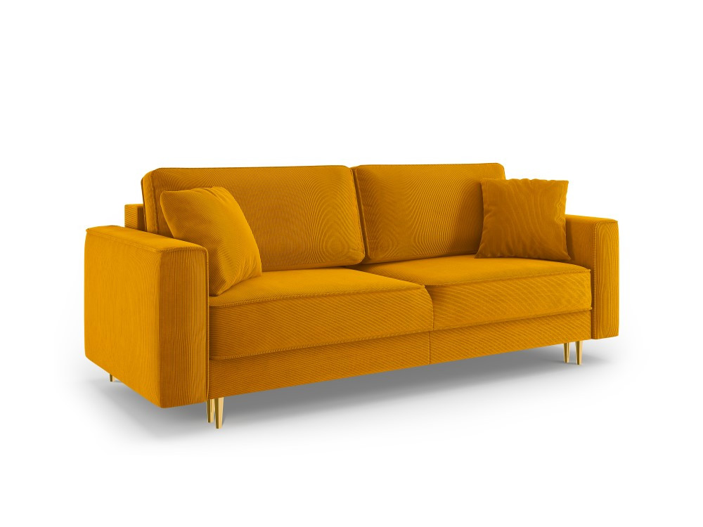Poze Canapea Fano 3 locuri velvet/picioare gold – L233 x l102 x h89 cm