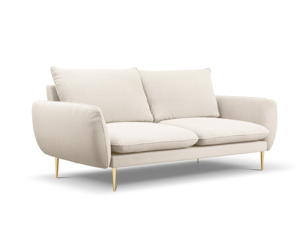 Canapea tapitata vienna 3 locuri plusat/picioare gold – l200 x l92 x h95