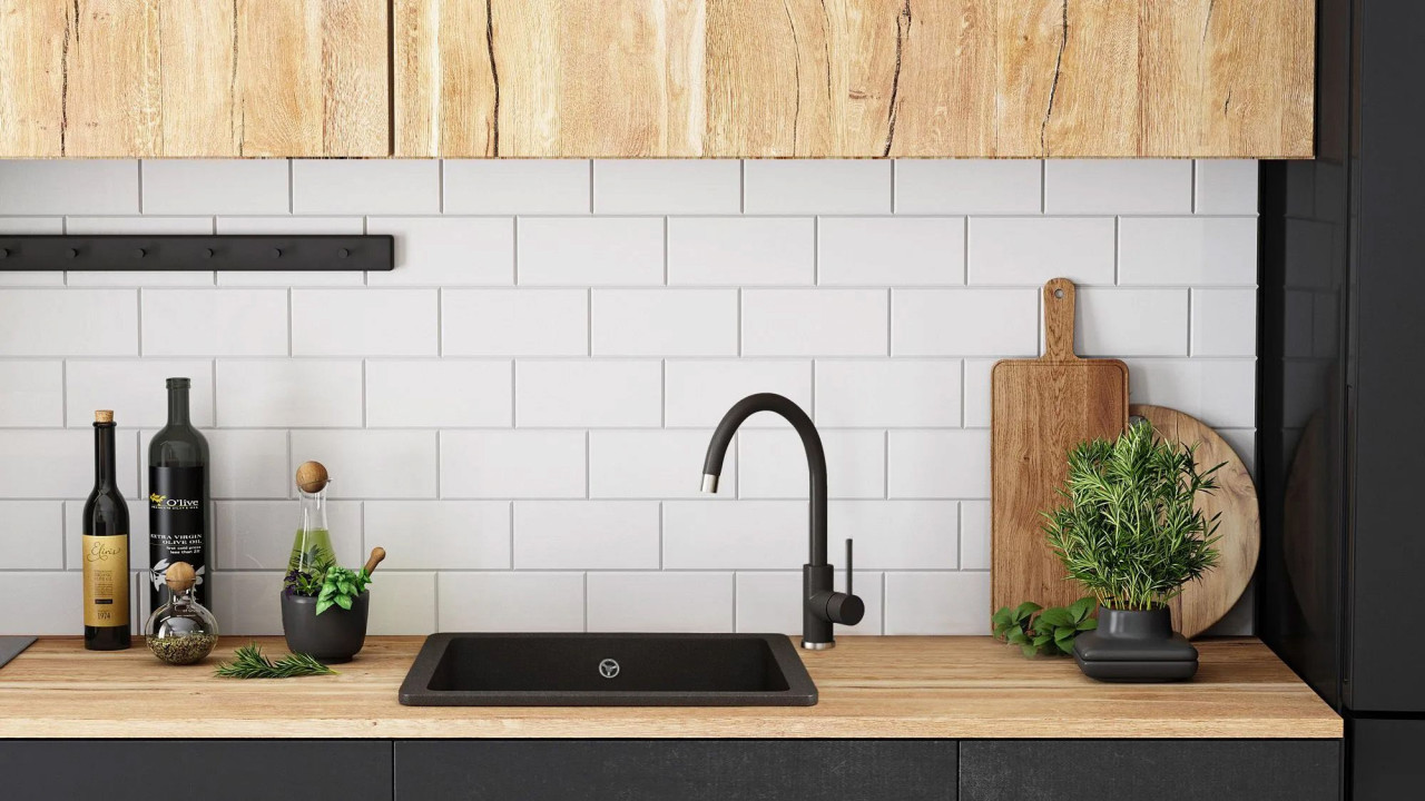 Poze Chiuveta bucatarie Granit Nels black dots