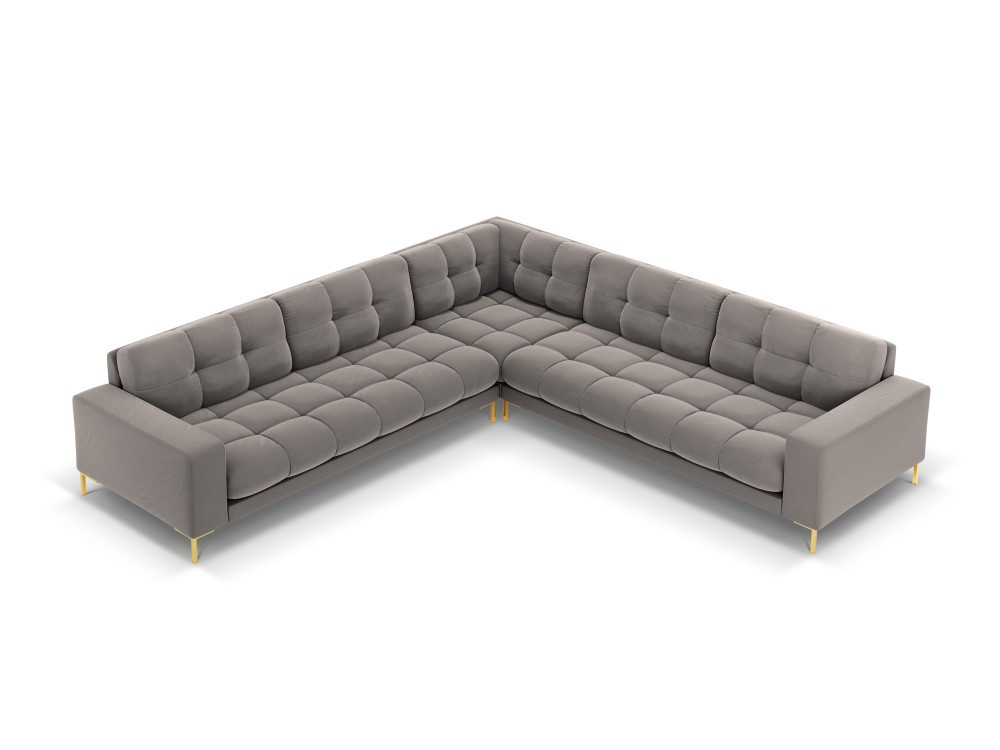 Poze Coltar 6 locuri Bali velvet/picioare gold – L256 x l256 x h75