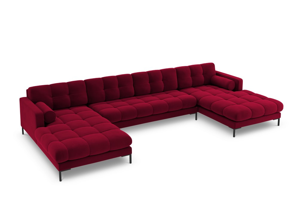 Poze Coltar 7 locuri Bali velvet/picioare negre - L383 x l185 x h75