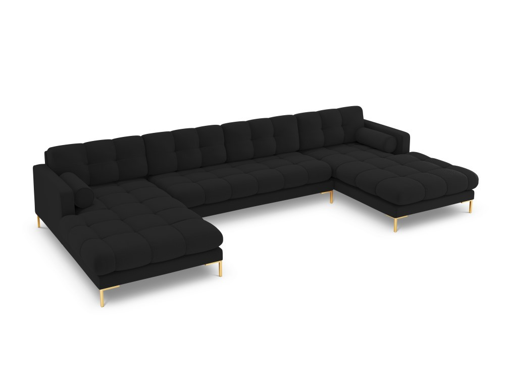 Poze Coltar 7 locuri tapitat Bali picioare gold – L383 x l185 x h75