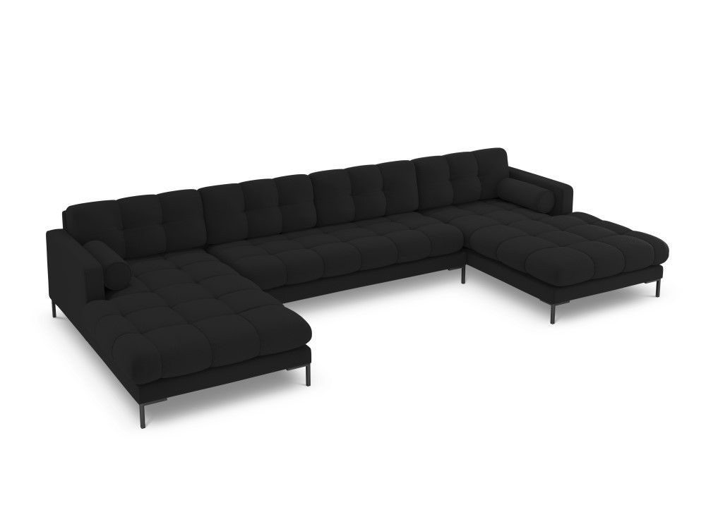 Poze Coltar 7 locuri tapitat Bali picioare negre – L383 x l185 x h75