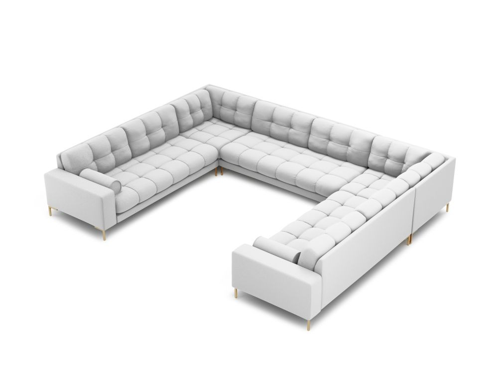 Poze Coltar 9 locuri Bali tapitat/picioare gold – L327 x l256 x h75