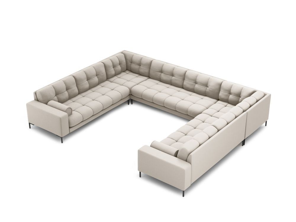 Poze Coltar 9 locuri Bali tapitat/picioare negre – L327 x l256 x h75